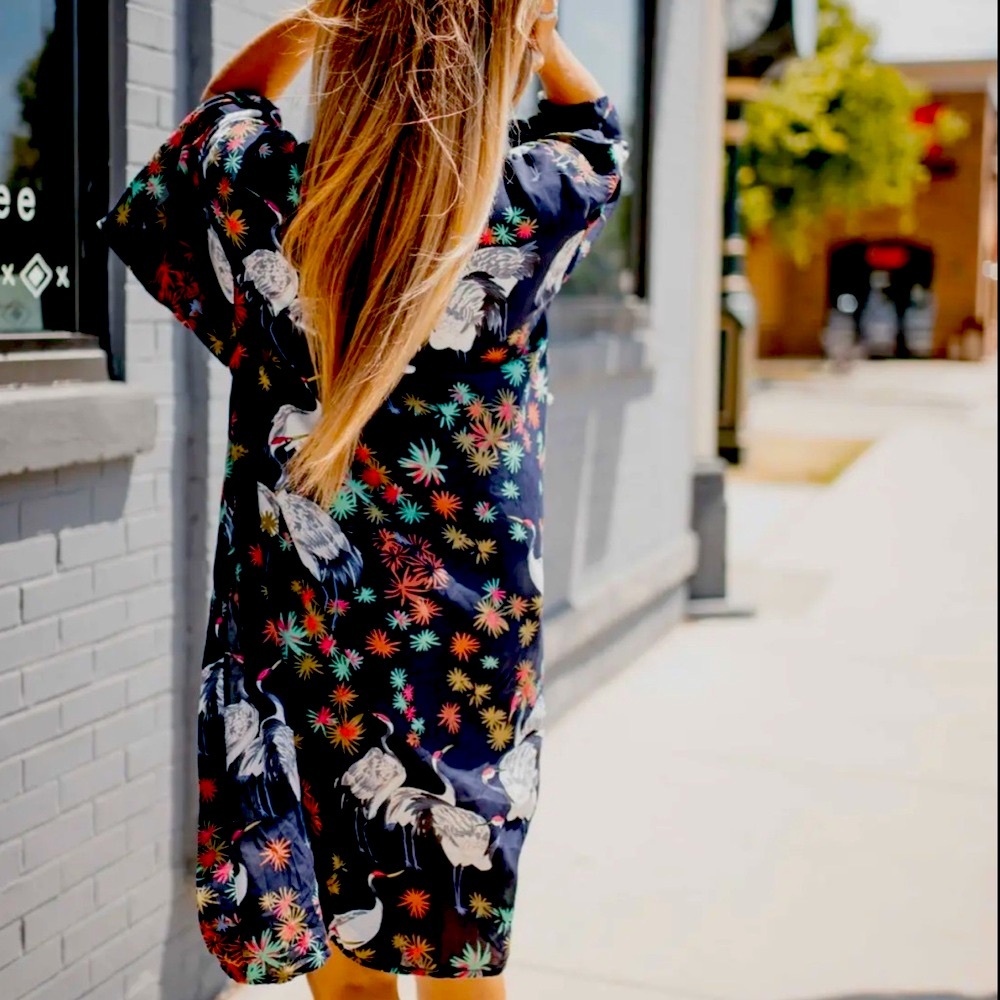 navy Kimono with Tie-Waist NWT